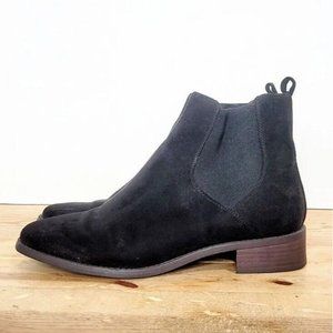 LOFT Outlet Black Faux Suede Chelsea Ankle Booties Stretch Pull On Shoes Size 9